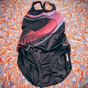 Speedo Women's Endurance Black and Pink Swimsuit